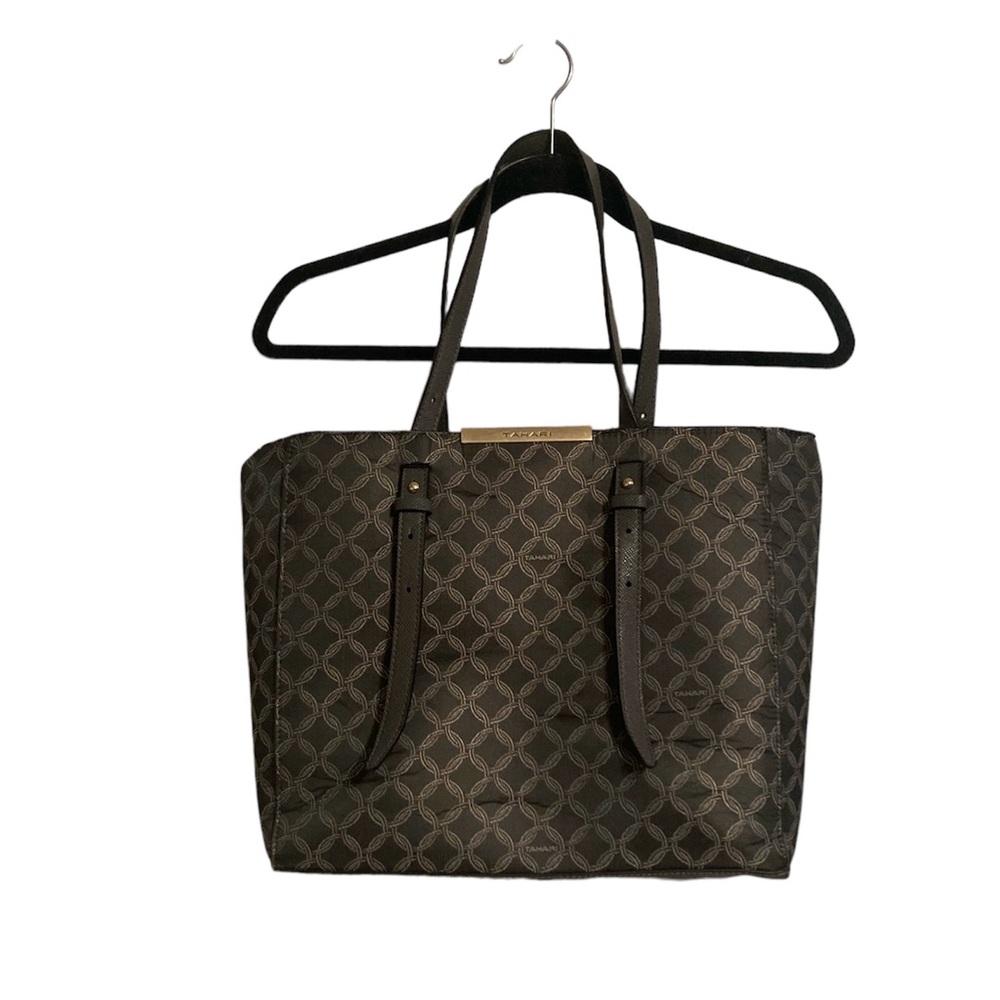 Tahari Black and Gray Tote Bag